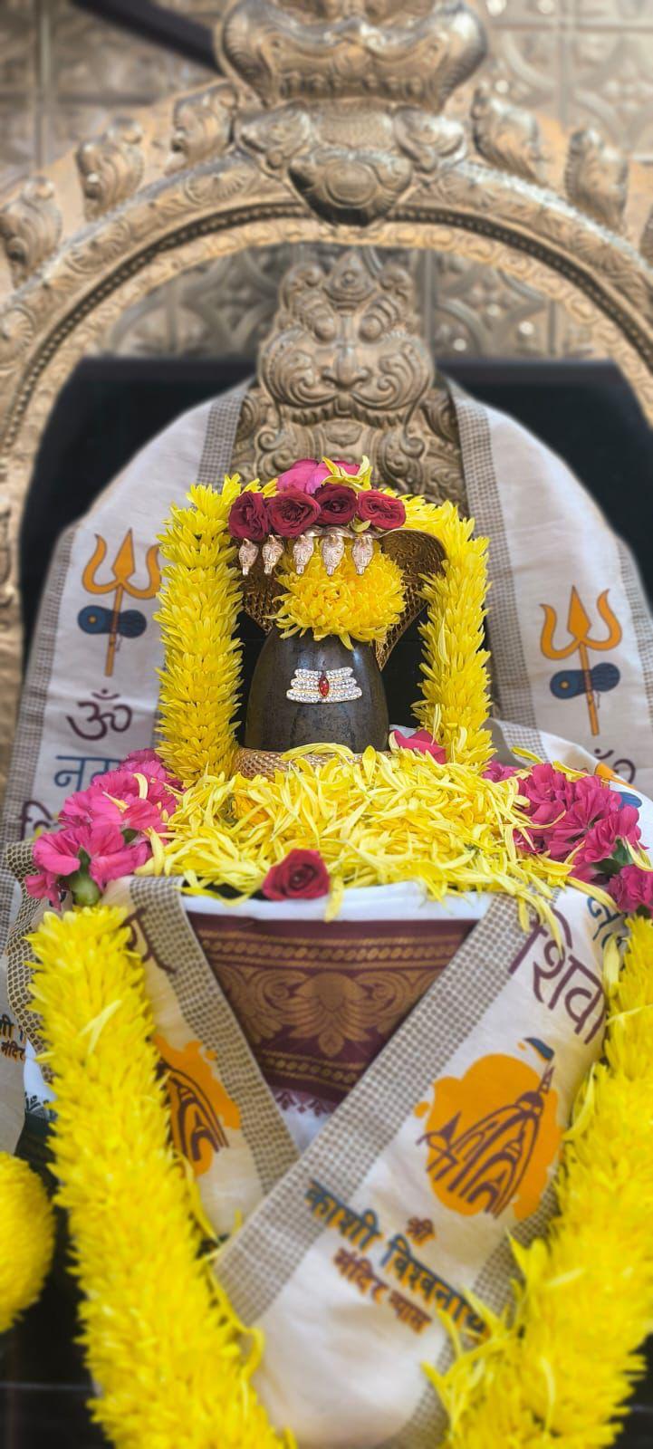 Sri Balaji deity adorned with garlands